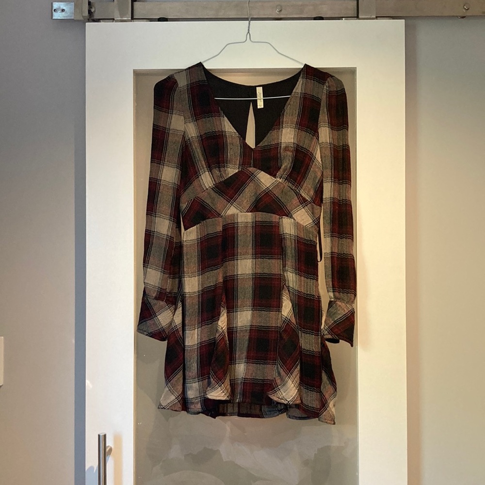 Free People maroon plaid dress